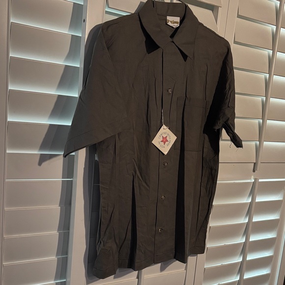 Vintage Men's Dark Gray Casual Button Down Bowling Shirt - Picture 1 of 3